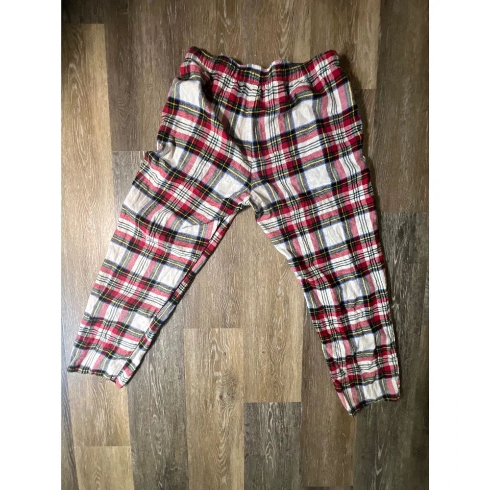 Old Navy Pajama Pants Mens Large Red White‎ Blue Plaid Drawstring Lounge Pockets